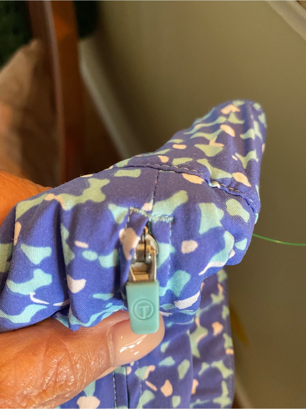 Talbots Blue Floral Print Skort with Mint Accents - Picture 9 of 10